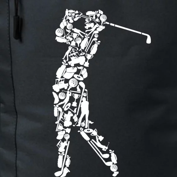 Golfer silhouette filled with golf things Daily Commute Backpack