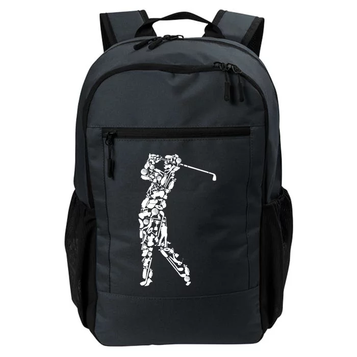 Golfer silhouette filled with golf things Daily Commute Backpack