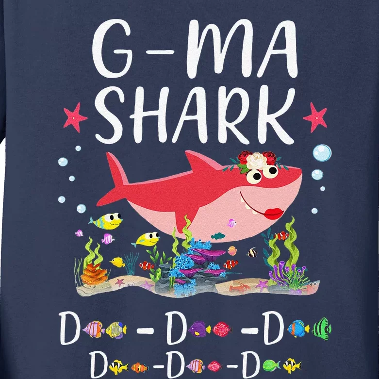 GMa Shark, Funny Mother's Day Floral Gift Kids Long Sleeve Shirt