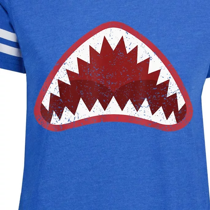 Great Shark Face Graphic Ocean Bite Lover Cool Enza Ladies Jersey Football T-Shirt