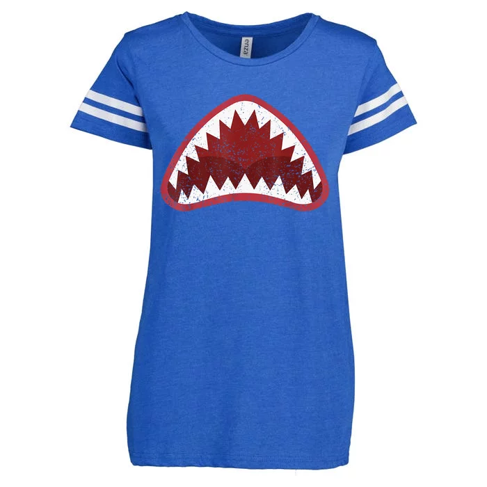 Great Shark Face Graphic Ocean Bite Lover Cool Enza Ladies Jersey Football T-Shirt