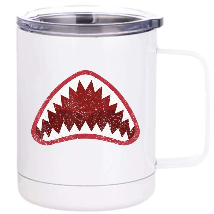 Great Shark Face Graphic Ocean Bite Lover Cool Front & Back 12oz Stainless Steel Tumbler Cup