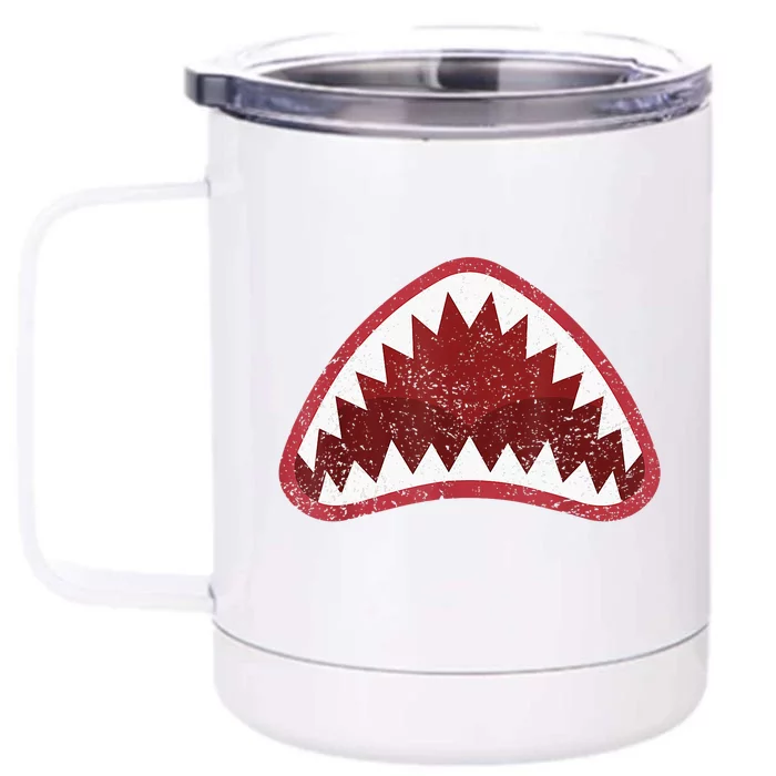 Great Shark Face Graphic Ocean Bite Lover Cool Front & Back 12oz Stainless Steel Tumbler Cup