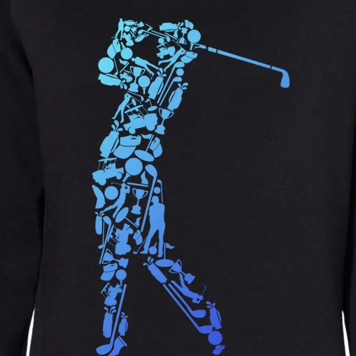 Golfer Silhouette Filled With Golf Things Gift Womens California Wash Sweatshirt