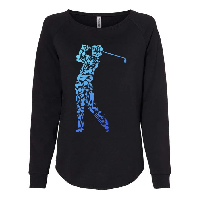 Golfer Silhouette Filled With Golf Things Gift Womens California Wash Sweatshirt