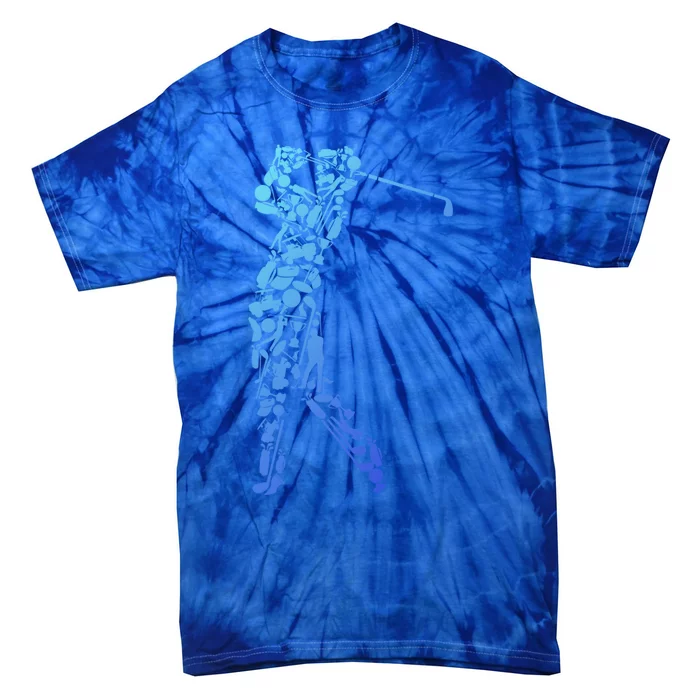 Golfer Silhouette Filled With Golf Things Gift Tie-Dye T-Shirt