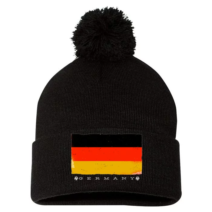 Germany Soccer Flag Logo Pom Pom 12in Knit Beanie