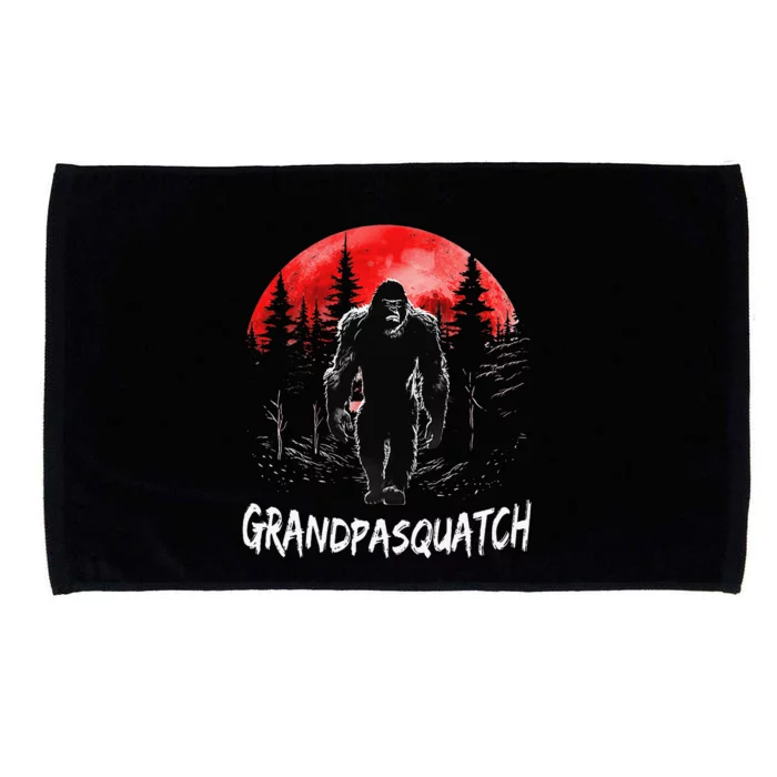 Grandpa Squatch Funny Bigfoot Dad Sasquatch Yeti Fathers day Microfiber Hand Towel