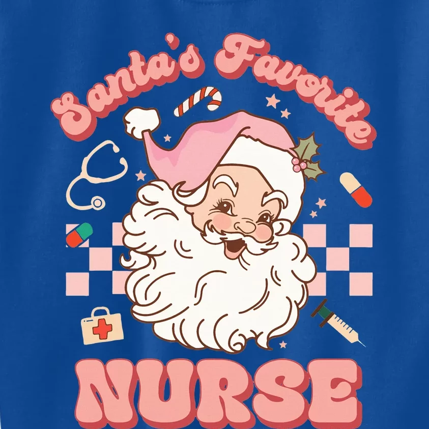 Groovy Santa's Favorite Nurse Christmas RN ER ICU Kids Sweatshirt