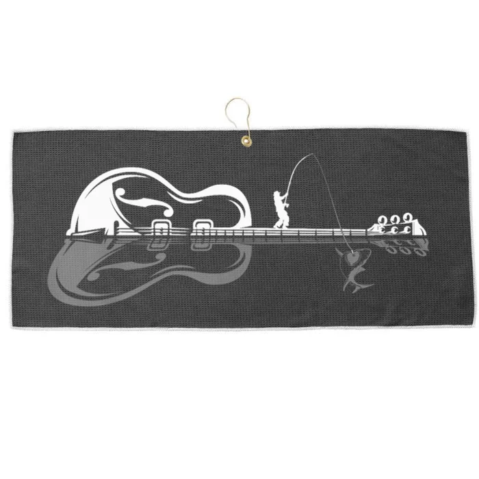 Guitarist Shark Fish Angler Fishing I Funny Guitar Player Large Microfiber Waffle Golf Towel