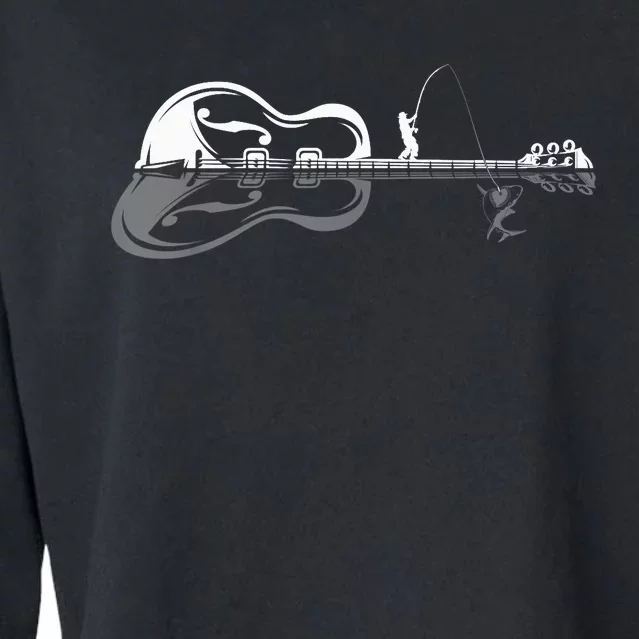 Guitarist Shark Fish Angler Fishing I Funny Guitar Player Cropped Pullover Crew