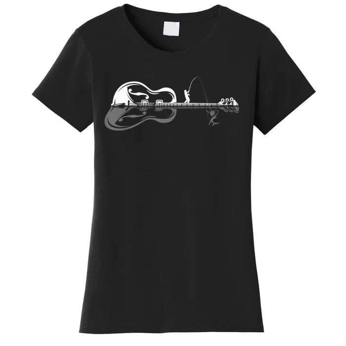 Guitarist Shark Fish Angler Fishing I Funny Guitar Player Women's T-Shirt