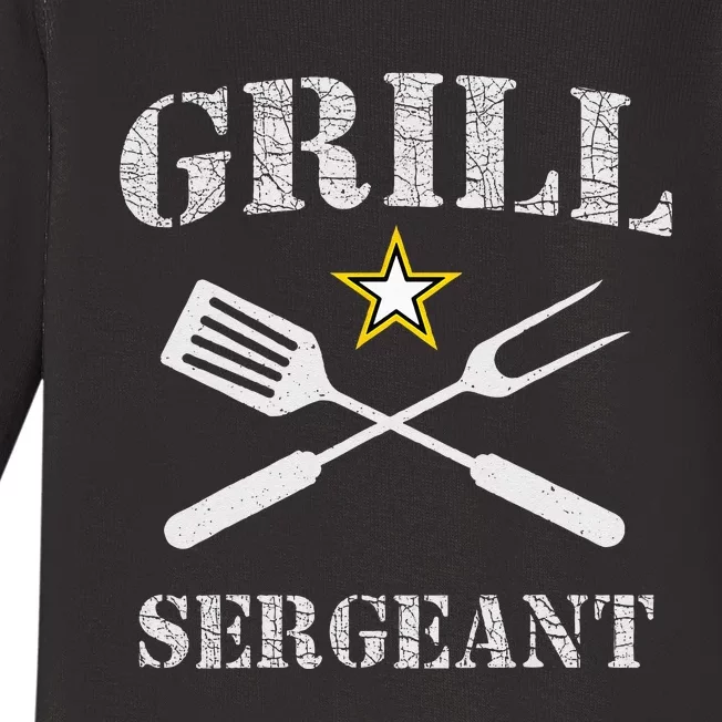 Grill Sergeant Funny Grilling BBQ Cookout Fathers Day Baby Long Sleeve Bodysuit