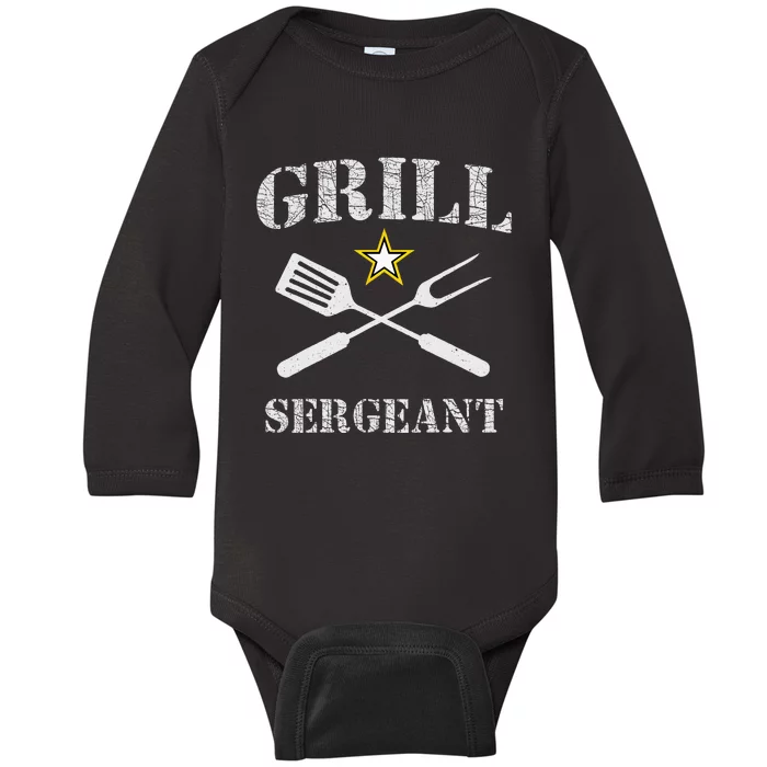 Grill Sergeant Funny Grilling BBQ Cookout Fathers Day Baby Long Sleeve Bodysuit