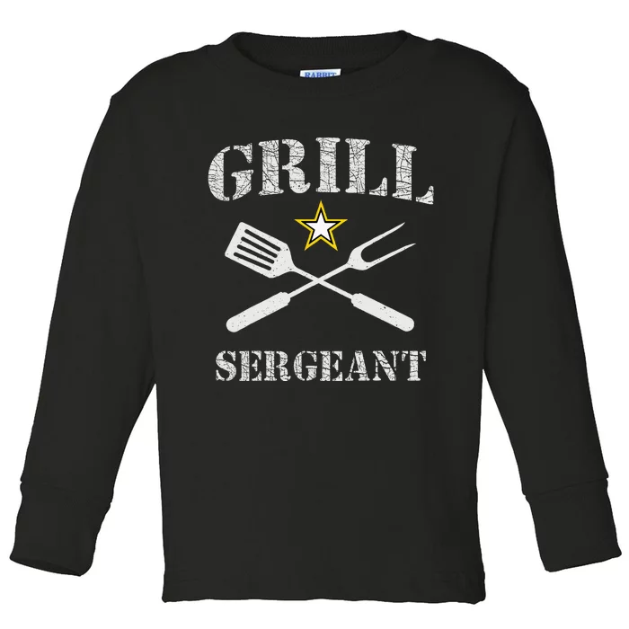 Grill Sergeant Funny Grilling BBQ Cookout Fathers Day Toddler Long Sleeve Shirt