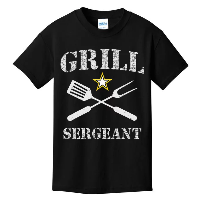 Grill Sergeant Funny Grilling BBQ Cookout Fathers Day Kids T-Shirt