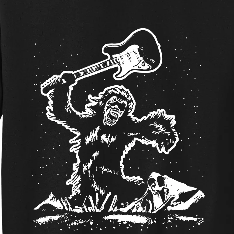 Guitar Smash Funny Bigfoot Sasquatch Tall Sweatshirt