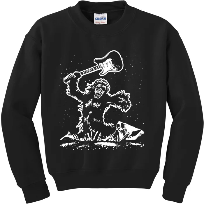 Guitar Smash Funny Bigfoot Sasquatch Kids Sweatshirt