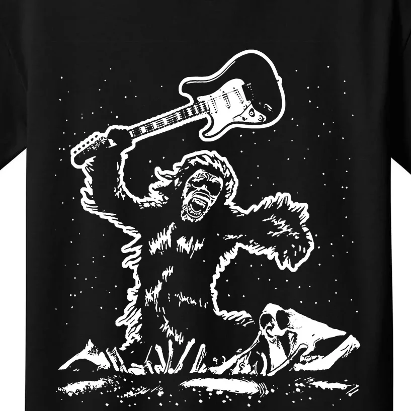 Guitar Smash Funny Bigfoot Sasquatch Kids T-Shirt