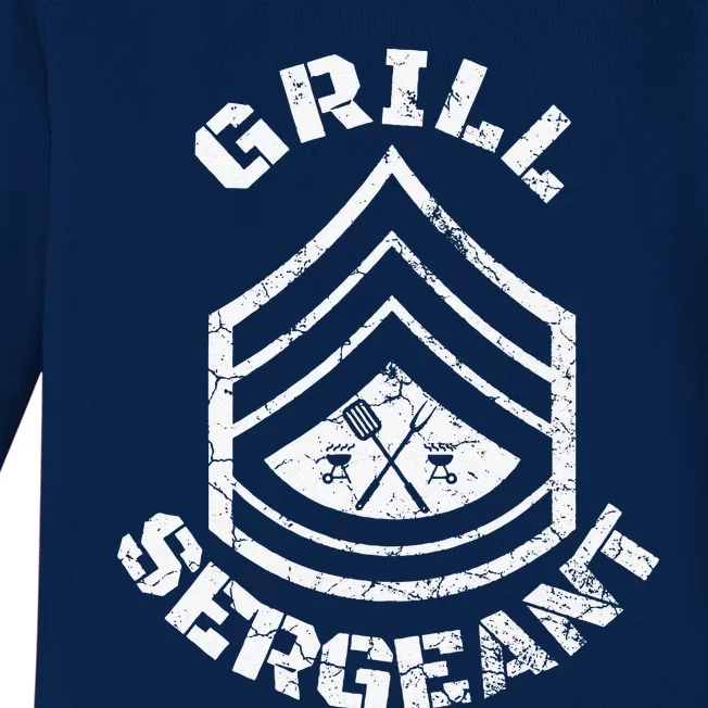 GRILL SERGEANT Funny Grilling BBQ Dad Fathers Day Gift Baby Long Sleeve Bodysuit