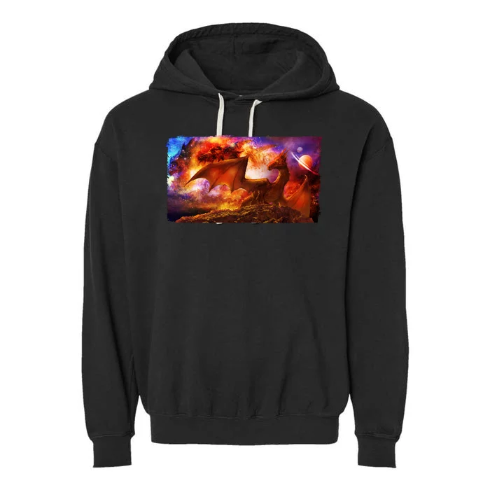 Galaxy Space Fantasy Dragon Garment-Dyed Fleece Hoodie