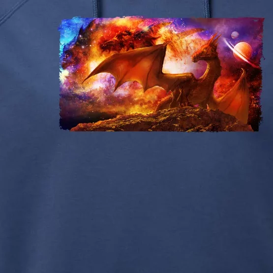 Galaxy Space Fantasy Dragon Performance Fleece Hoodie