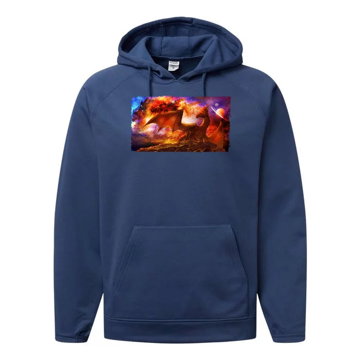 Galaxy Space Fantasy Dragon Performance Fleece Hoodie