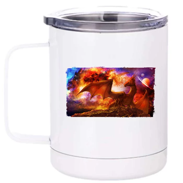 Galaxy Space Fantasy Dragon Front & Back 12oz Stainless Steel Tumbler Cup