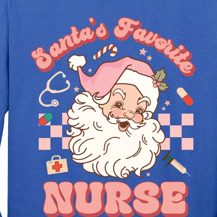 Groovy SantaS Favorite Nurse Christmas Rn Er Icu Gift Tall Long Sleeve T-Shirt