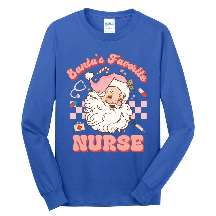 Groovy SantaS Favorite Nurse Christmas Rn Er Icu Gift Tall Long Sleeve T-Shirt