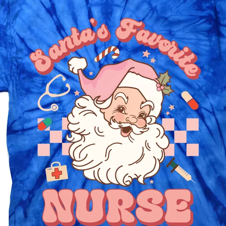 Groovy SantaS Favorite Nurse Christmas Rn Er Icu Gift Tie-Dye T-Shirt