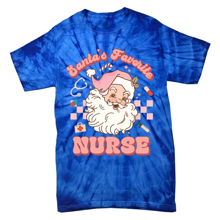 Groovy SantaS Favorite Nurse Christmas Rn Er Icu Gift Tie-Dye T-Shirt