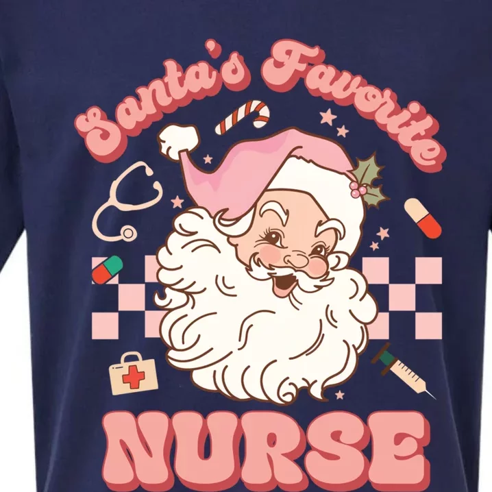 Groovy SantaS Favorite Nurse Christmas Rn Er Icu Gift Sueded Cloud Jersey T-Shirt