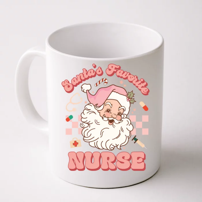 Groovy SantaS Favorite Nurse Christmas Rn Er Icu Gift Front & Back Coffee Mug