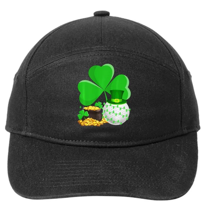 Golf Shamrock Four Leaf Clover St Patricks Day 7-Panel Snapback Hat