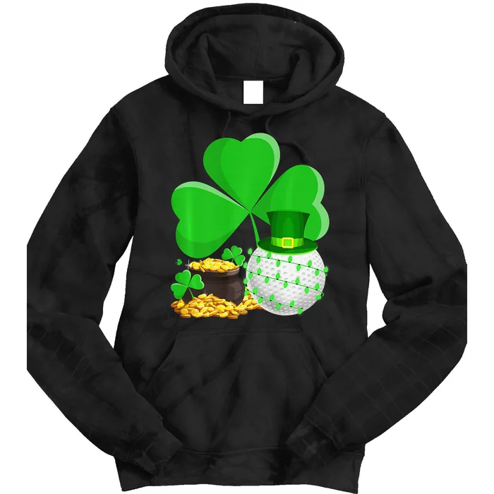 Golf Shamrock Four Leaf Clover St Patricks Day Tie Dye Hoodie