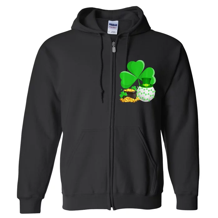 Golf Shamrock Four Leaf Clover St Patricks Day Full Zip Hoodie