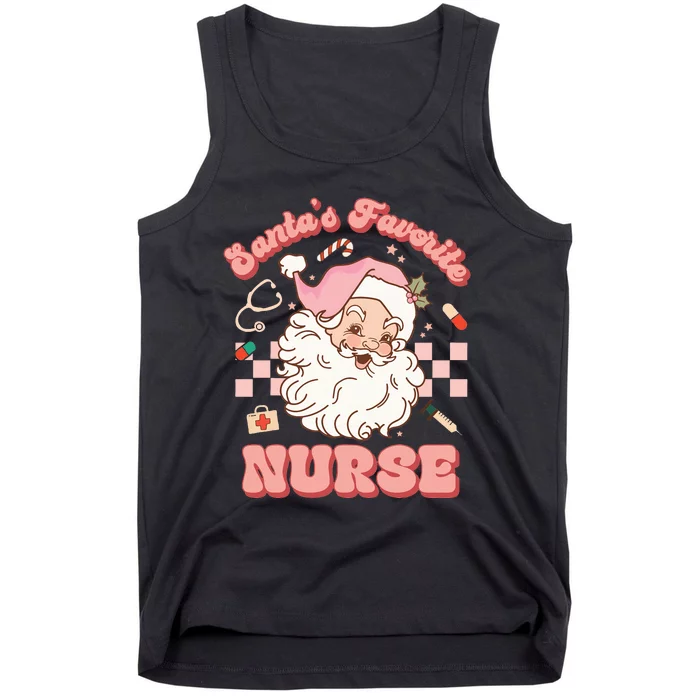 Groovy Santa's Favorite Nurse xmas RN ER ICU Tank Top