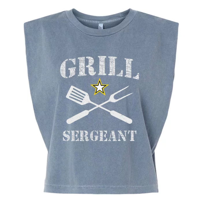 Grill Sergeant Funny Grilling BBQ Cookout Fathers Day Garment-Dyed Women's Muscle Tee