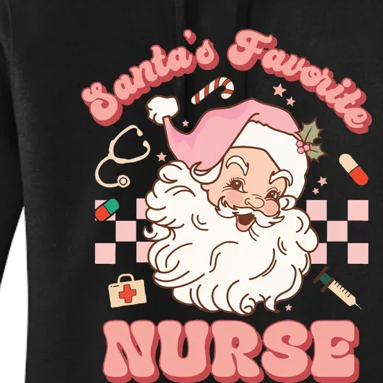 Groovy Santa's Favorite Nurse xmas RN ER ICU Women's Pullover Hoodie