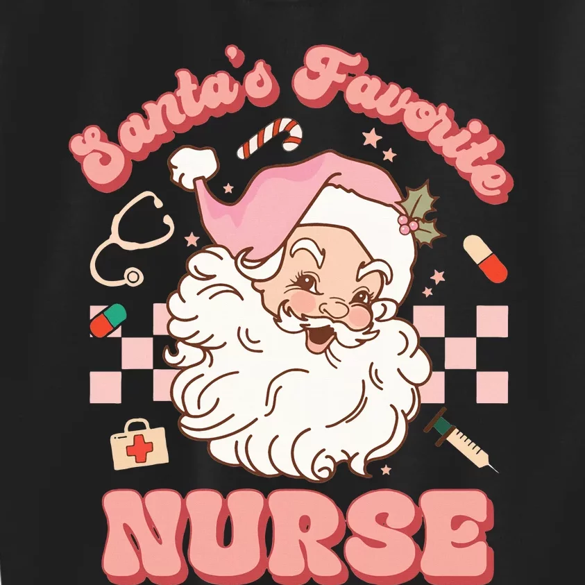 Groovy Santa's Favorite Nurse xmas RN ER ICU Kids Sweatshirt