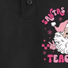 Groovy Santa's Favorite Teacher Pink Santa Christmas Teacher Dry Zone Grid Performance Polo