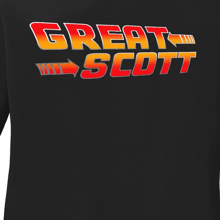 Great Scott Funny Time Traveler Mad Scientist Inventor Ladies Long Sleeve Shirt