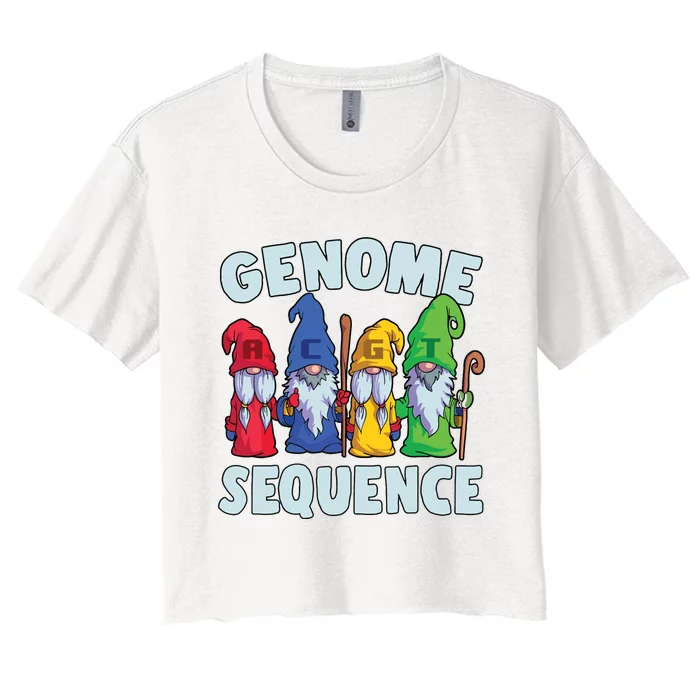 Genome Sequence Funny Gnome Biology Physics Science Pun Women's Crop Top Tee