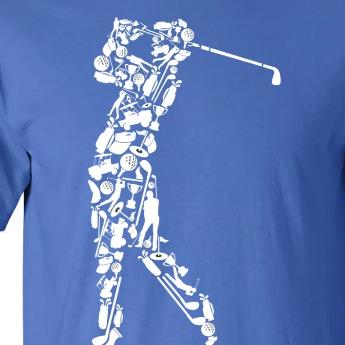 Golfer Silhouette Filled With Golf Things Meaningful Gift Tall T-Shirt