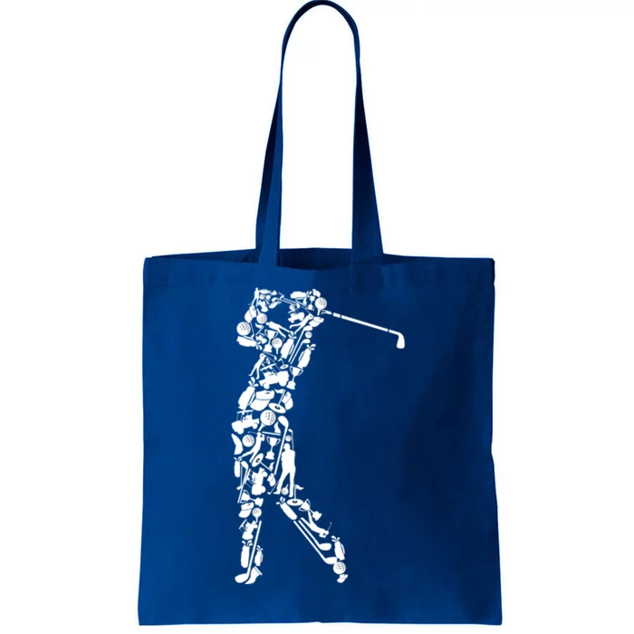 Golfer Silhouette Filled With Golf Things Meaningful Gift Tote Bag