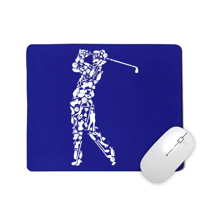 Golfer Silhouette Filled With Golf Things Meaningful Gift Mousepad