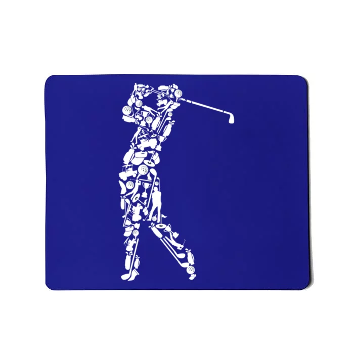 Golfer Silhouette Filled With Golf Things Meaningful Gift Mousepad