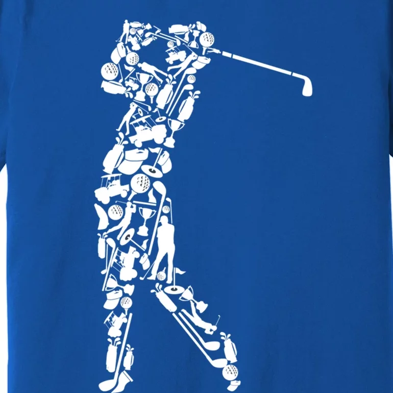 Golfer Silhouette Filled With Golf Things Meaningful Gift Premium T-Shirt