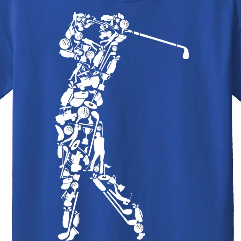 Golfer Silhouette Filled With Golf Things Meaningful Gift Kids T-Shirt